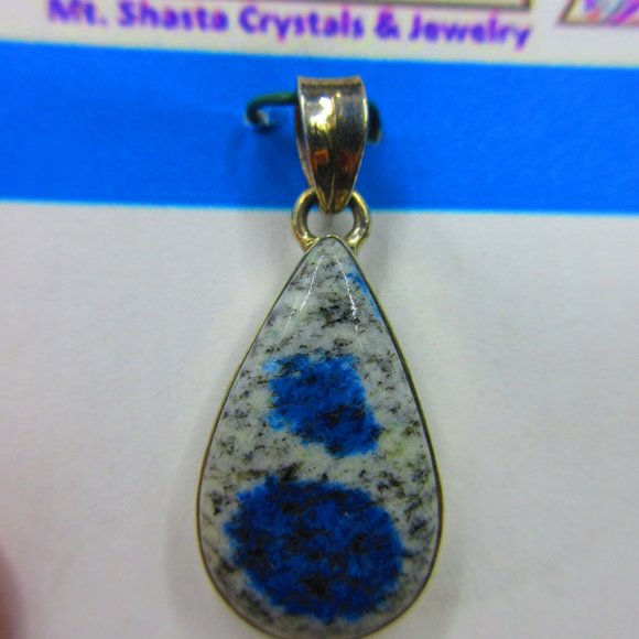 K2 Azurite In Granite Sterling Silver .925 Gemstone Pendant - Picture 1 of 5
